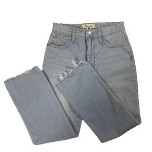 Madewell Slim Demi Boot Crop Jeans 25P Petite Raw Hem Light Wash